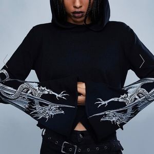 Dragon sword crop hoodie